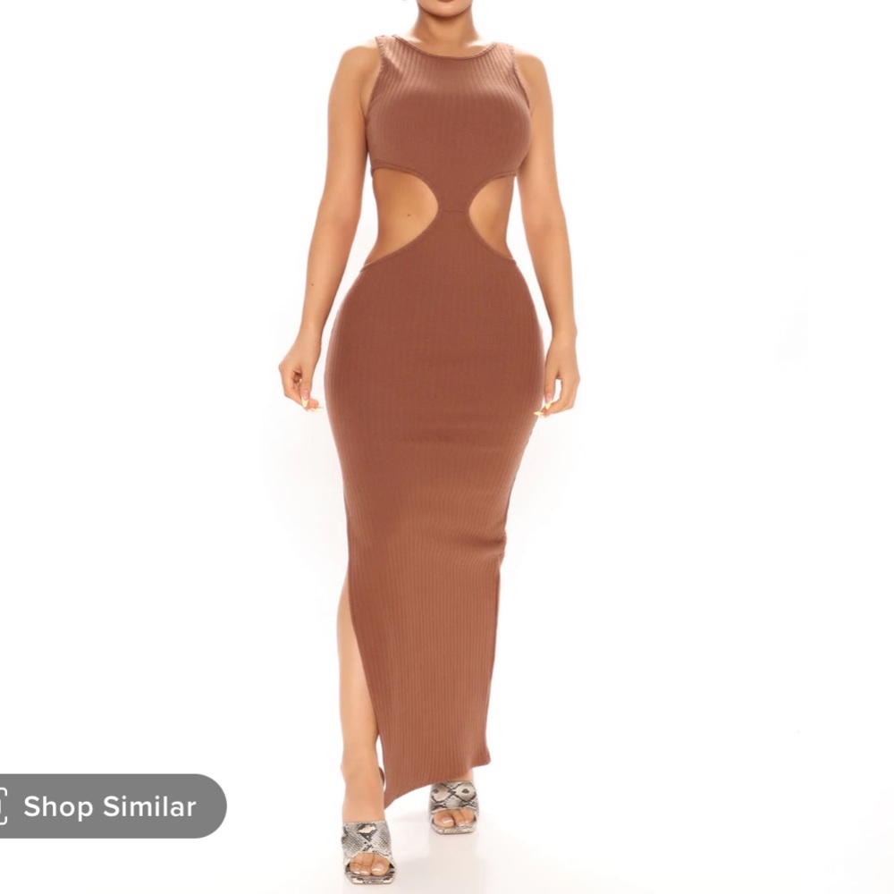 Fashion Nova Slay thick ribbed maxi dress - chocolate brown size small